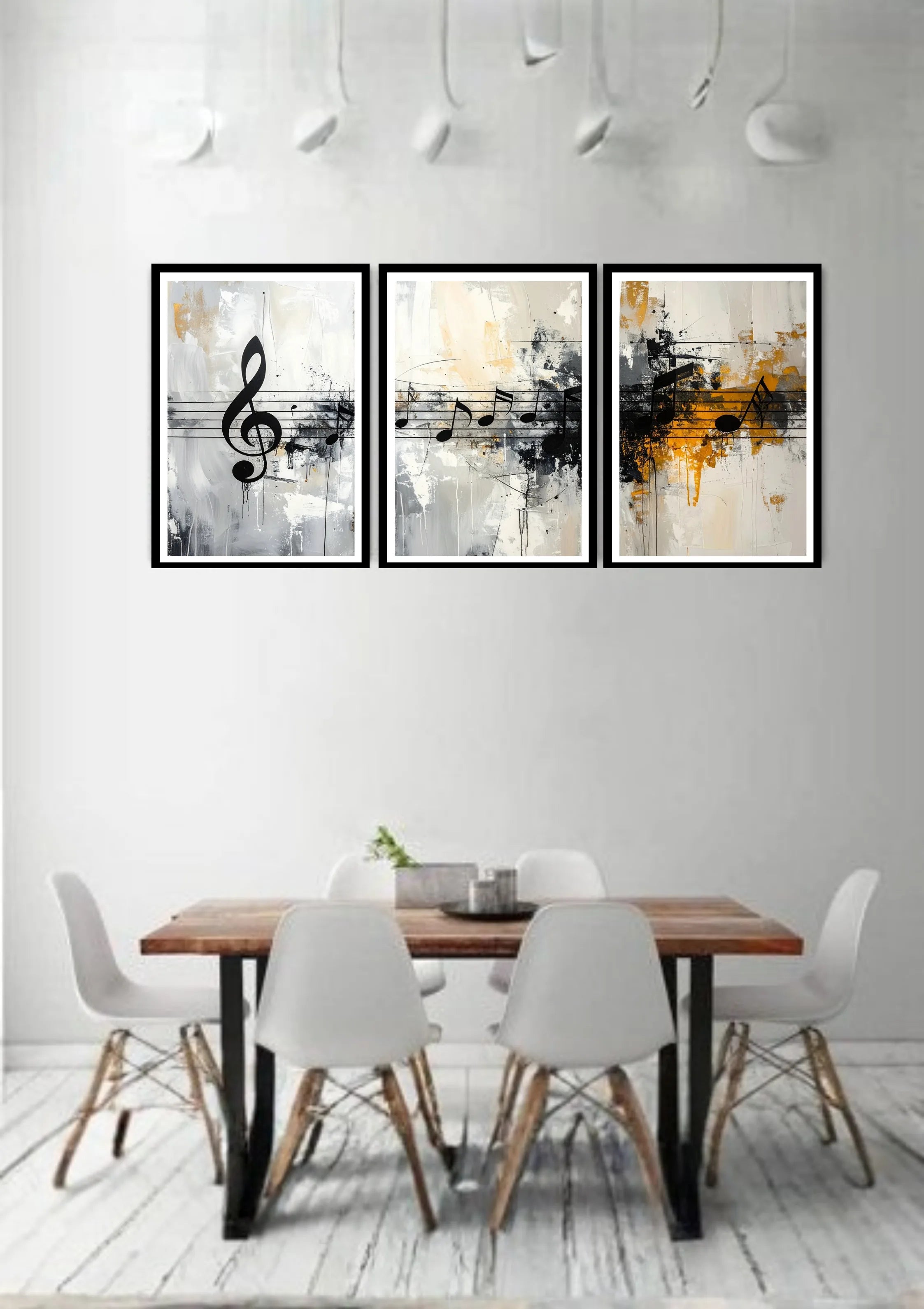 Modern Abstract Music Painting 3 Panel Set - Wall Art Canvas