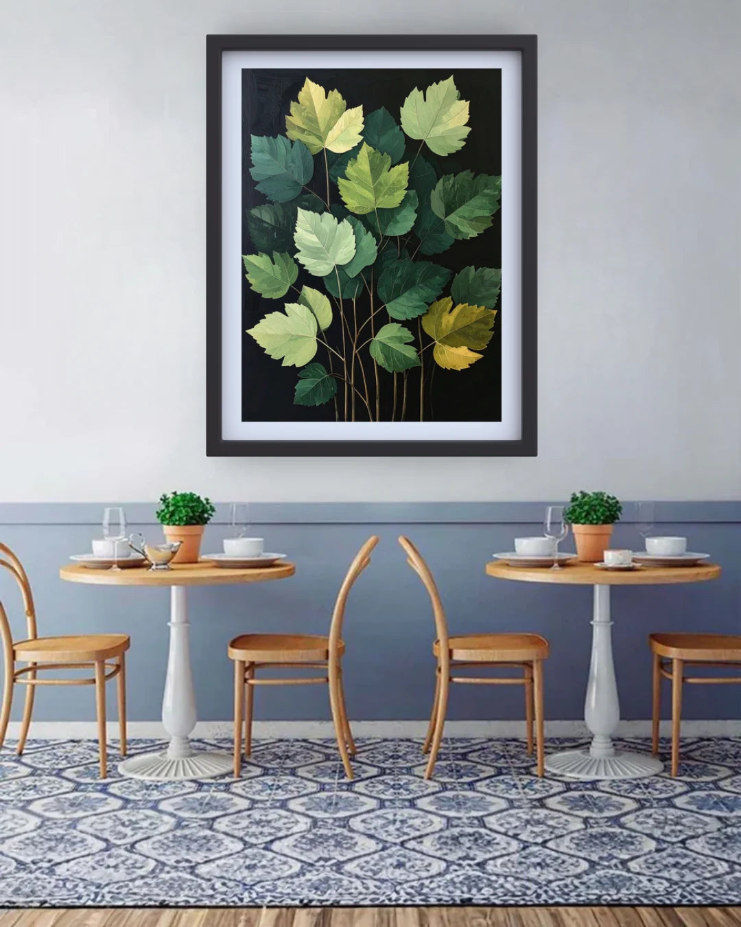 Green & Golden Leaves Botanical Art – Wall Art Canvas
