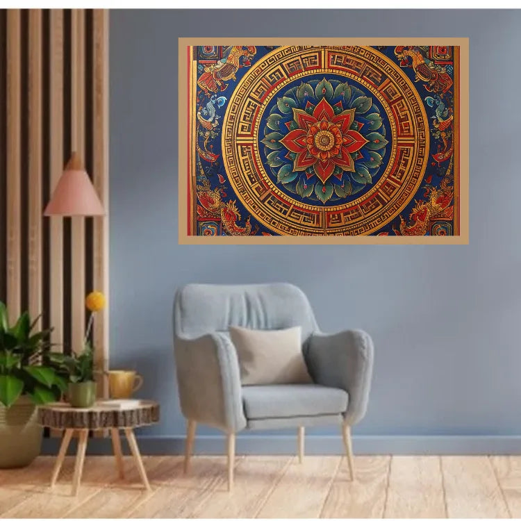 Divine Bloom: Lotus Yantra Grace - Wall Art Canvas WallArtVibes