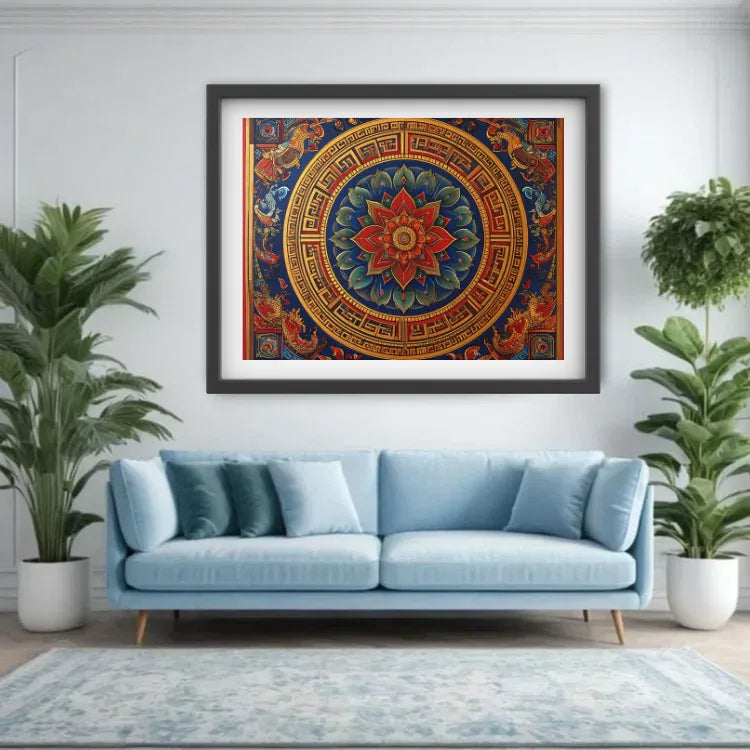 Divine Bloom: Lotus Yantra Grace - Wall Art Canvas WallArtVibes
