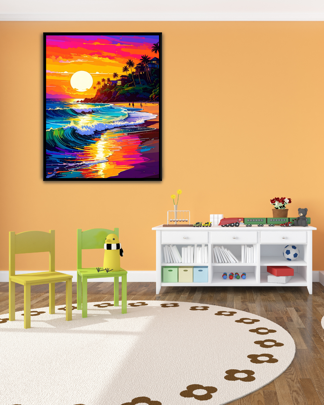 Spectrum Shores: Sunset Waves - Wall Art Canvas