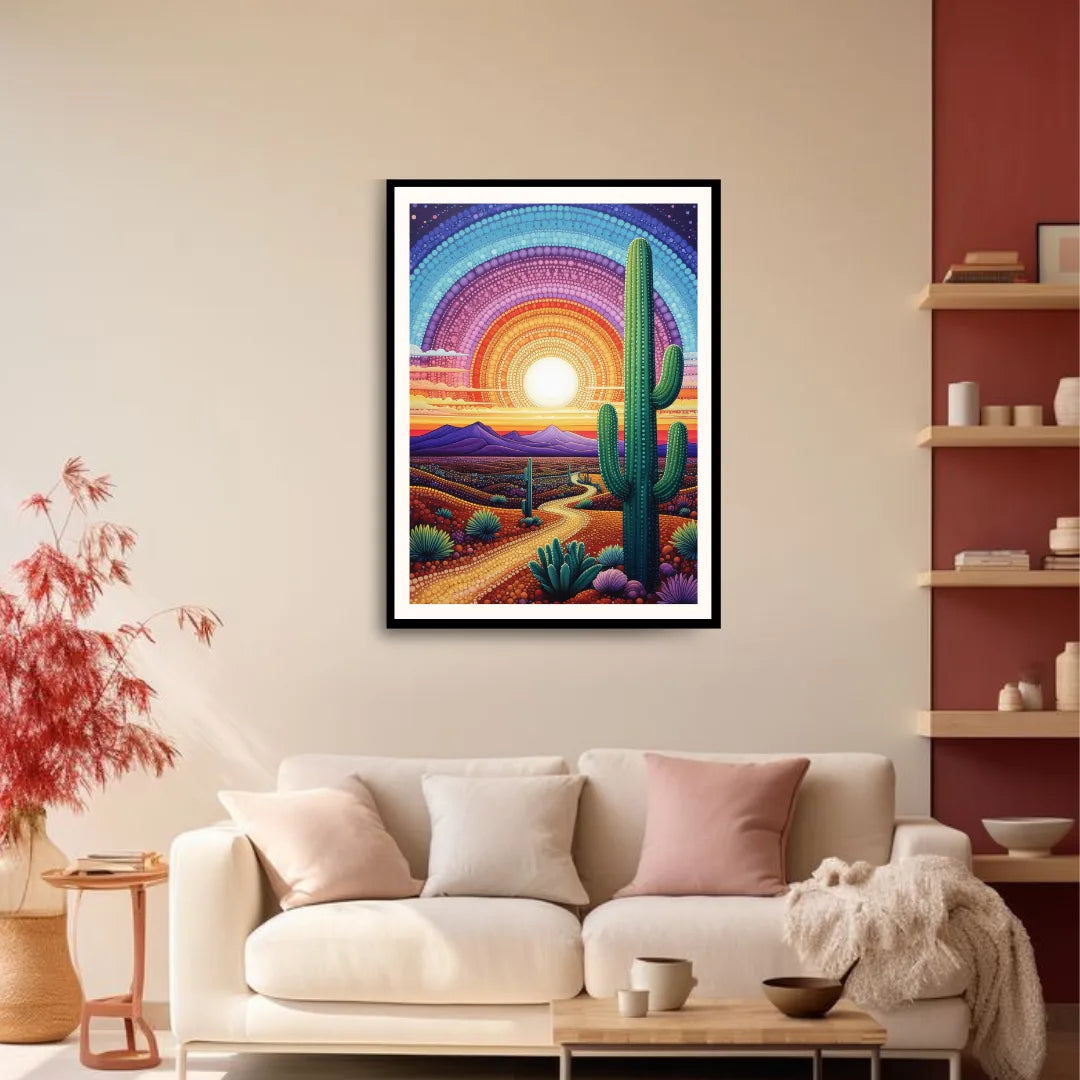 Cactus Dreamscape: Sunset Road - Wall Art Canvas