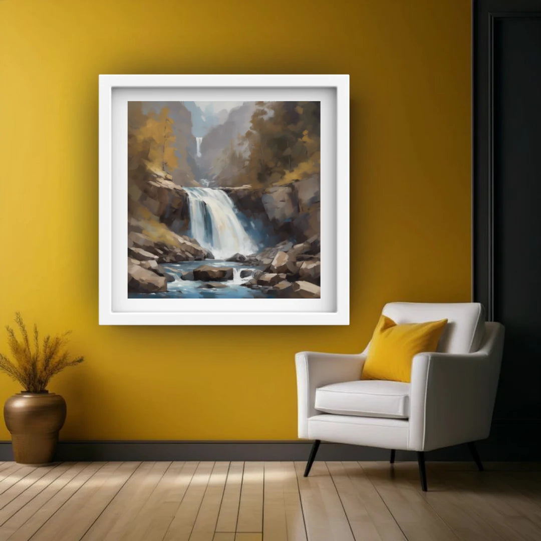 Autumn Rocky Waterfall Canyon - Wall Art Canvas