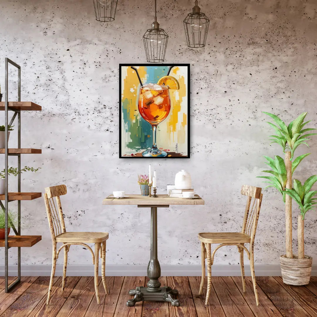 Iced Orange Drink Art – Modern Wall Decor for Cafes & Restaurants