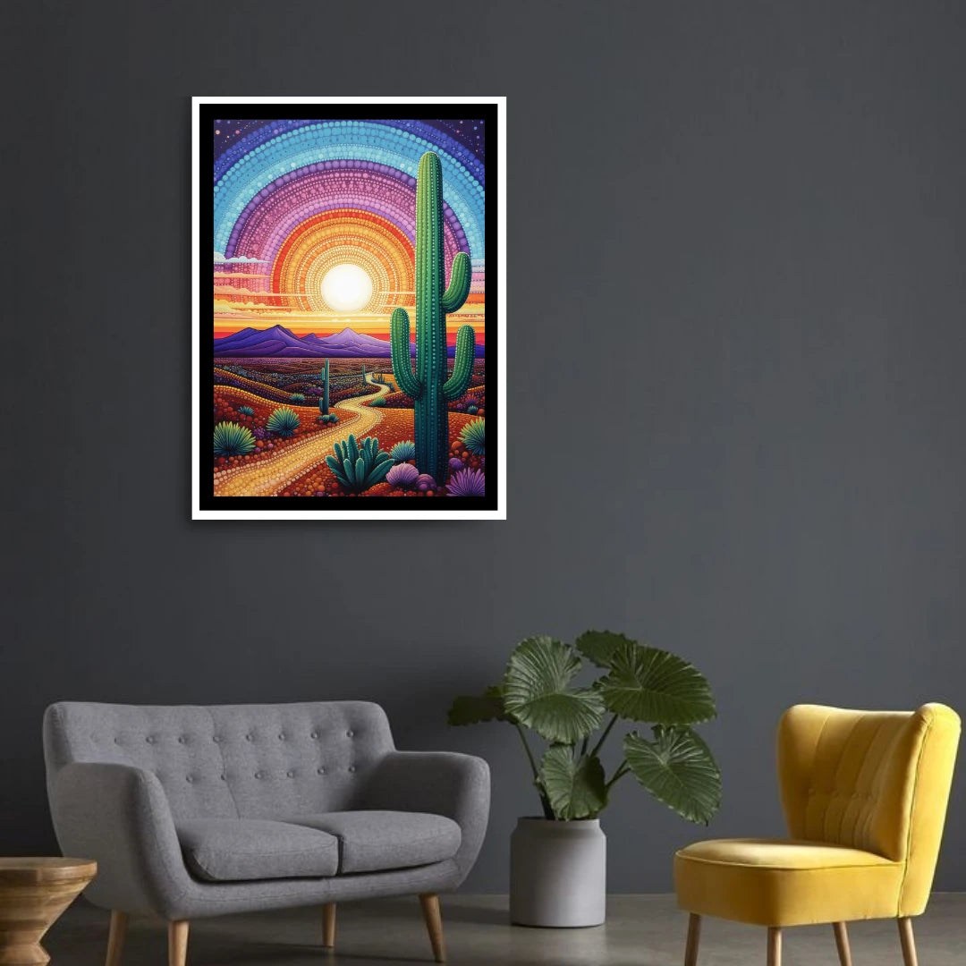 Cactus Dreamscape: Sunset Road - Wall Art Canvas