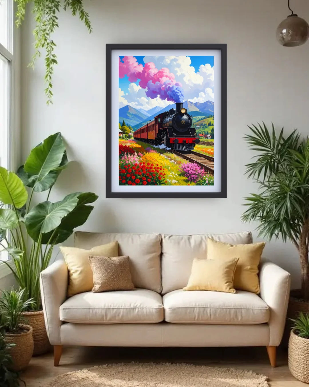Vintage Train Landscape - Wall Art Canvas