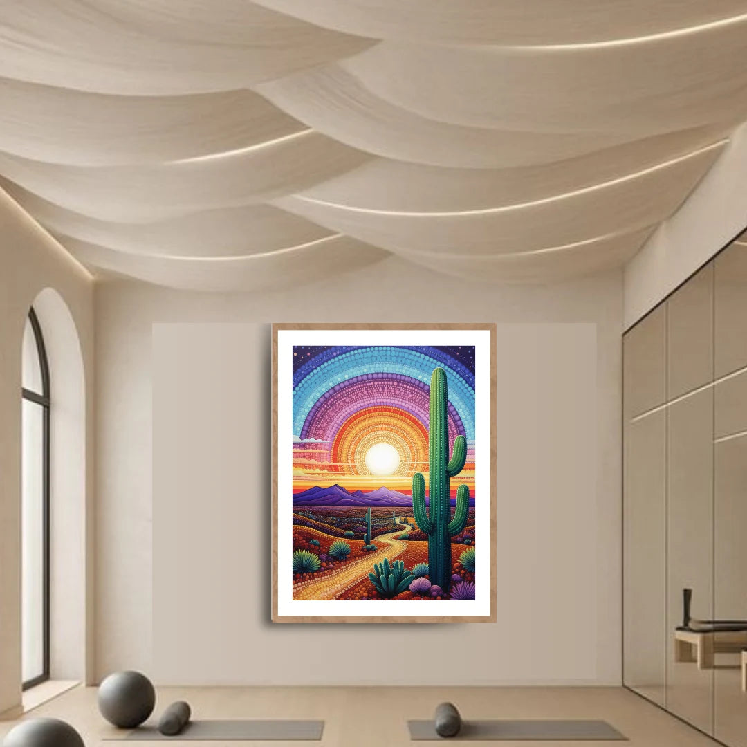 Cactus Dreamscape: Sunset Road - Wall Art Canvas