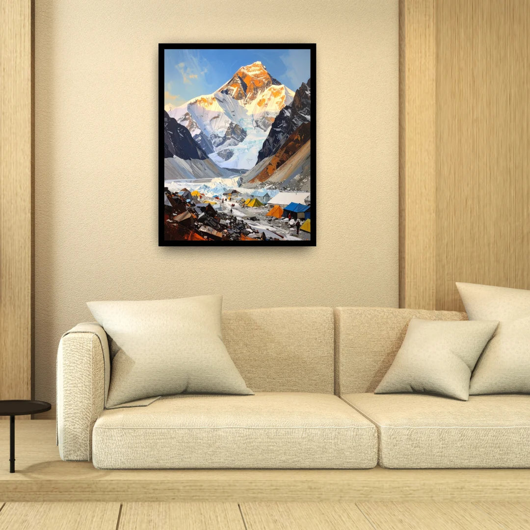 Snow covered mountain landscape canvas wall art