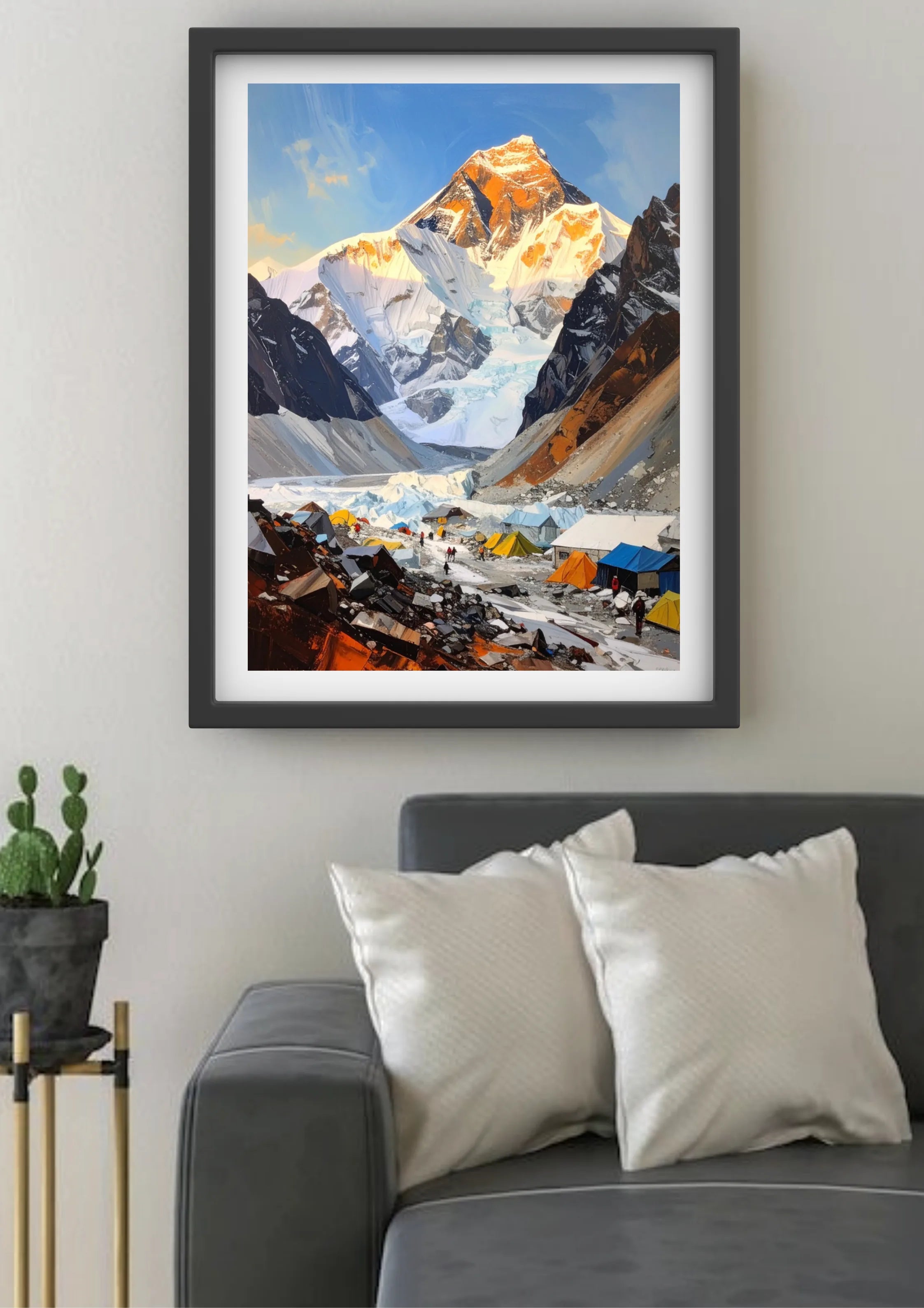 Snow mountain scenery canvas painting