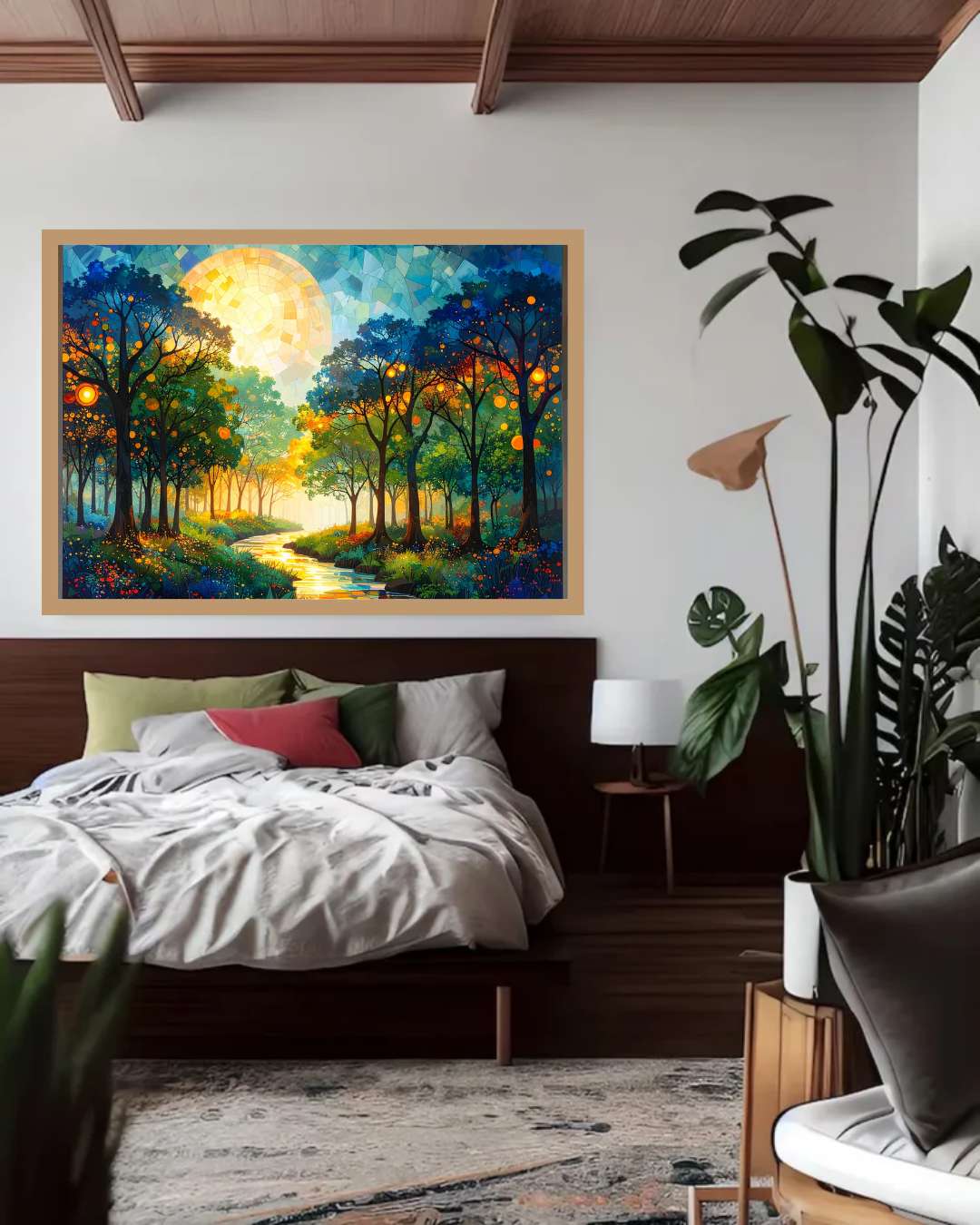 Abstract Golden Moon Forest Path - Wall Art Canvas