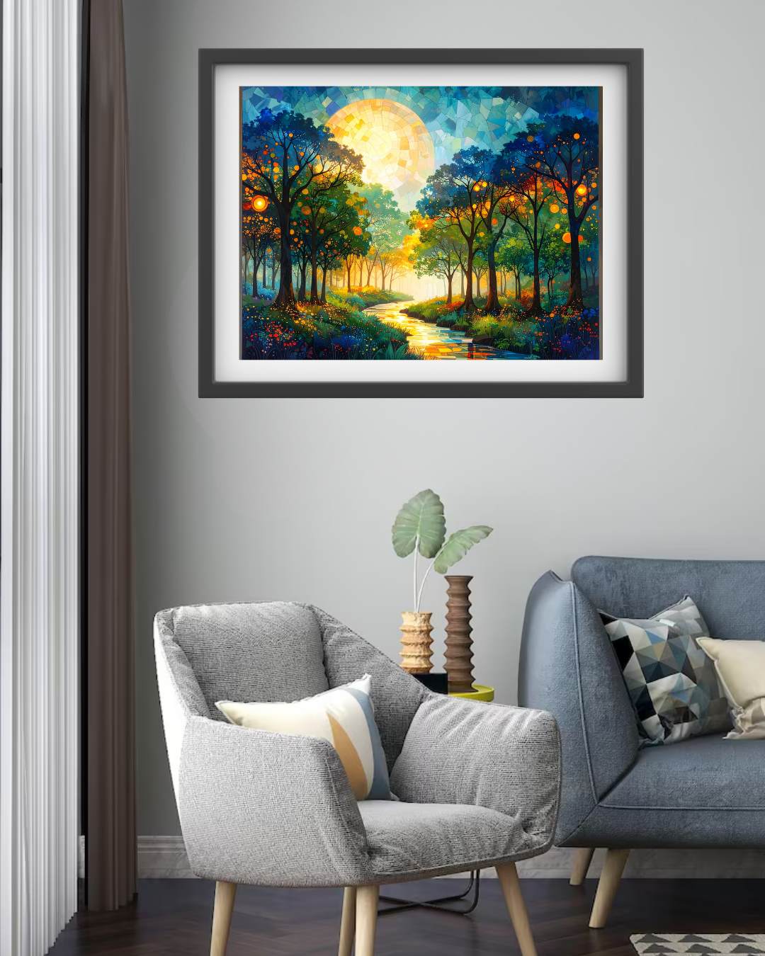 Abstract Golden Moon Forest Path - Wall Art Canvas
