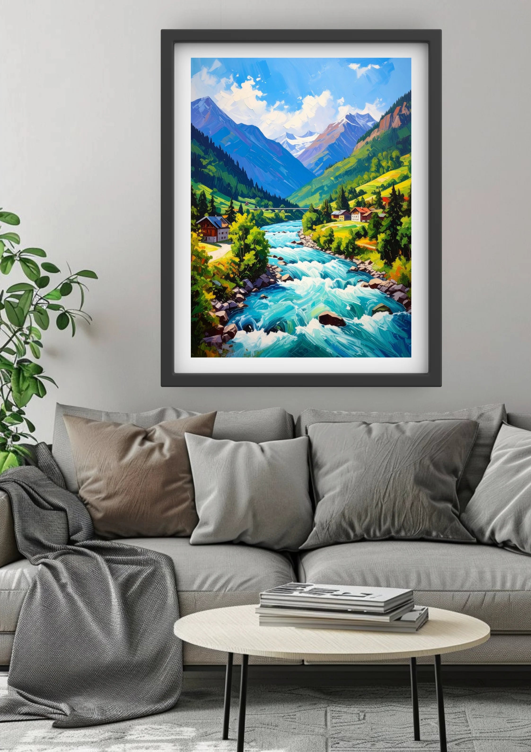 Mountain River Valley – Wall Art Canvas