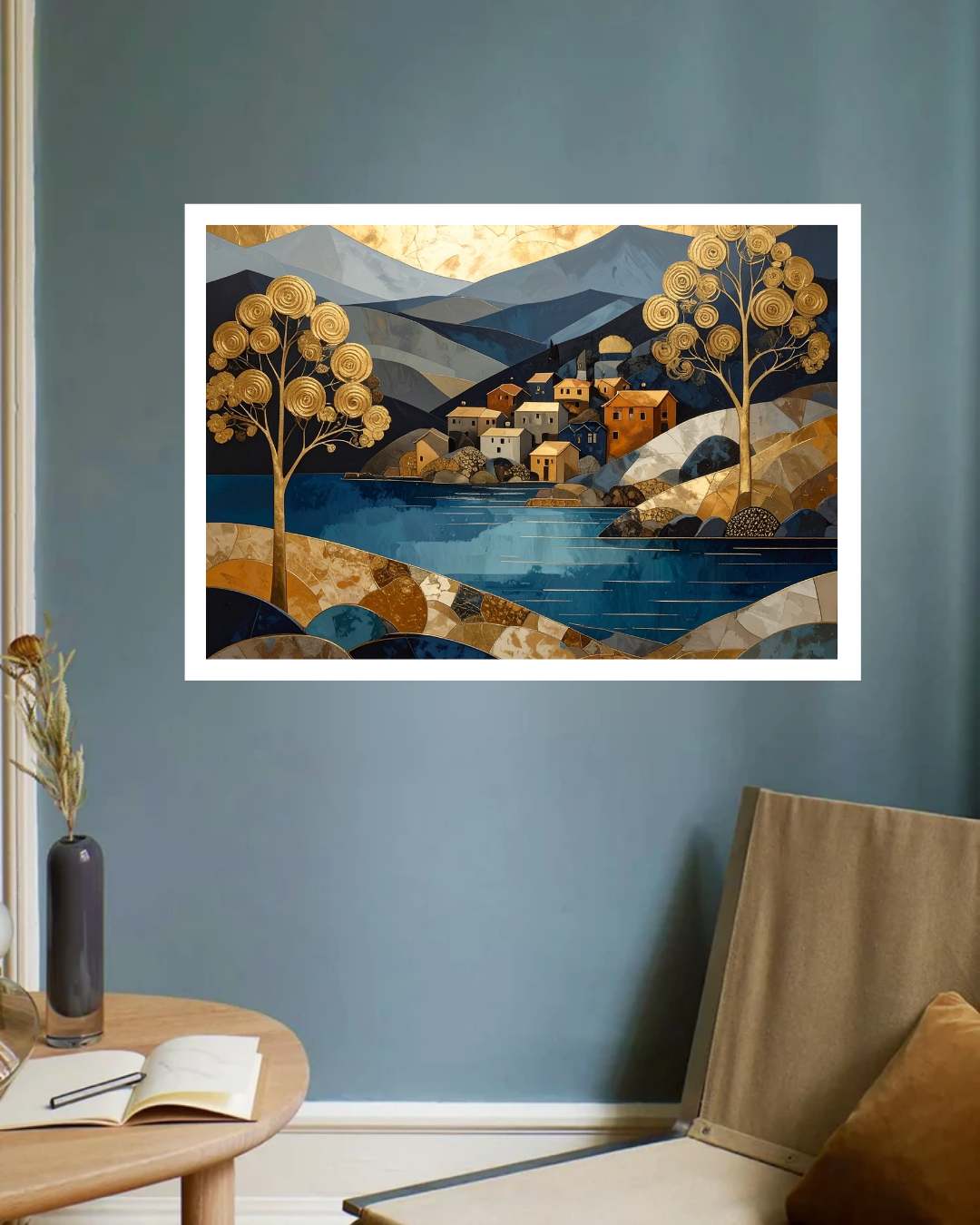 Abstract Mountain River Landscape - Wall Art Canvas