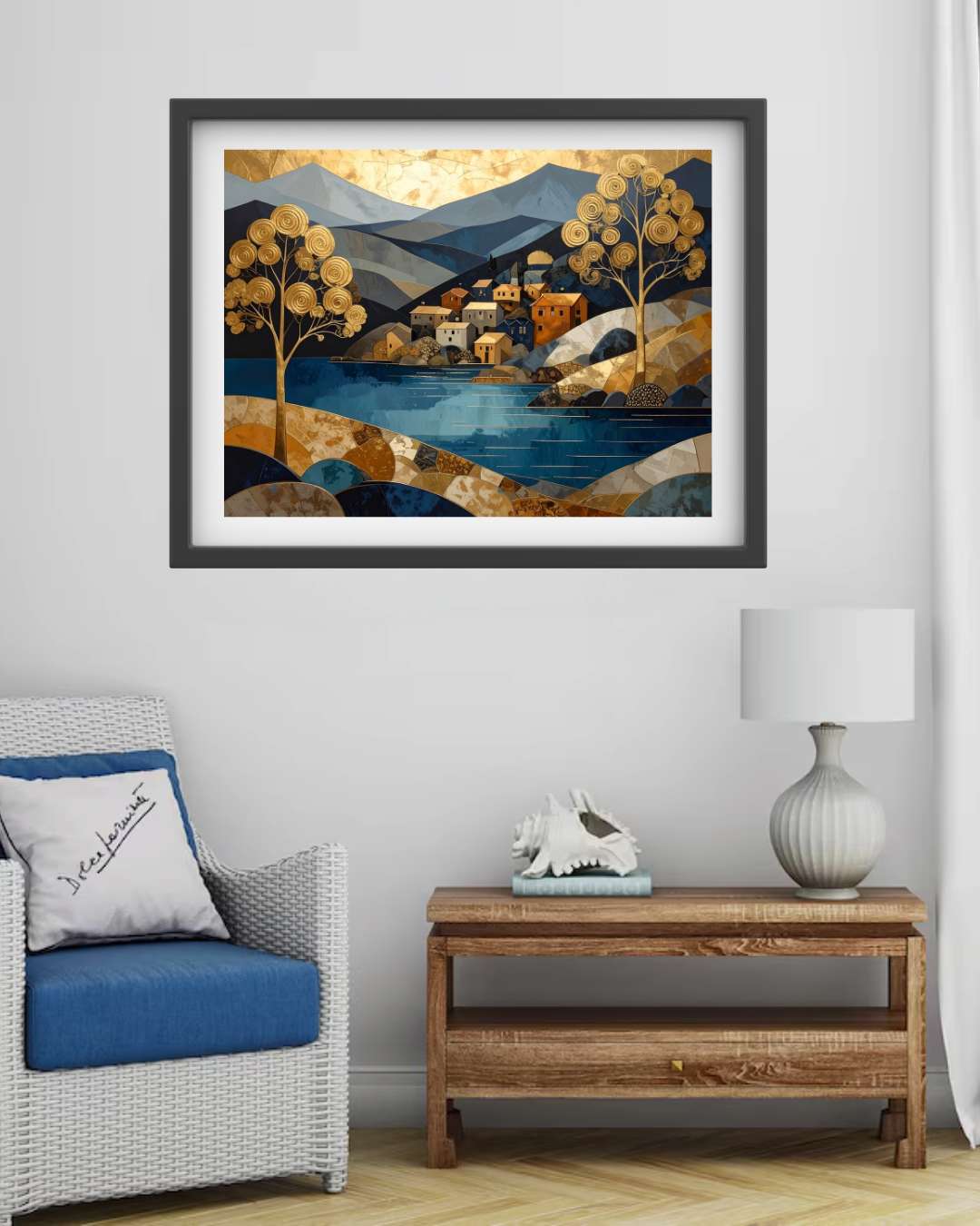 Abstract Mountain River Landscape - Wall Art Canvas