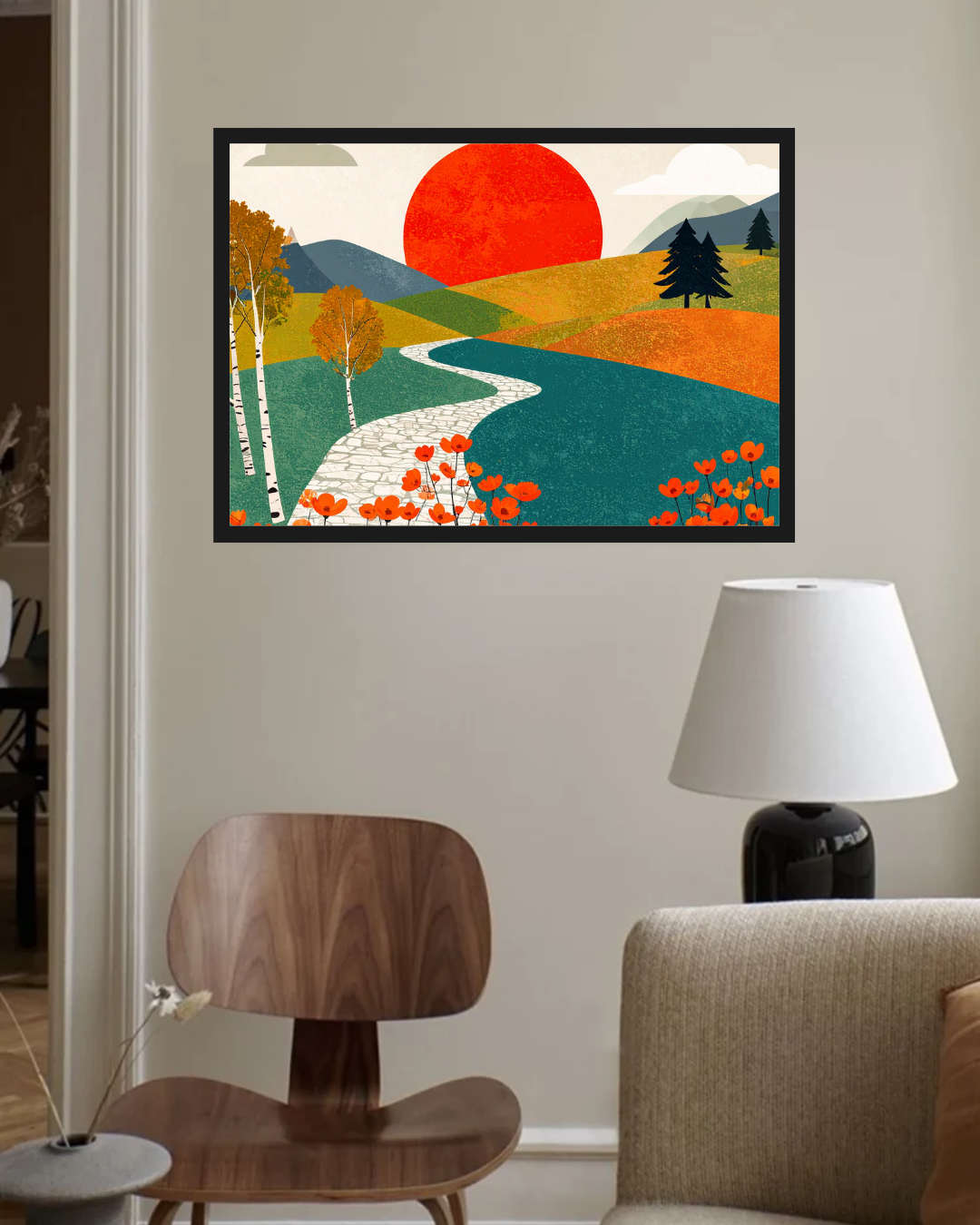 Abstract Minimal Landscape Sun - Wall Art Canvas