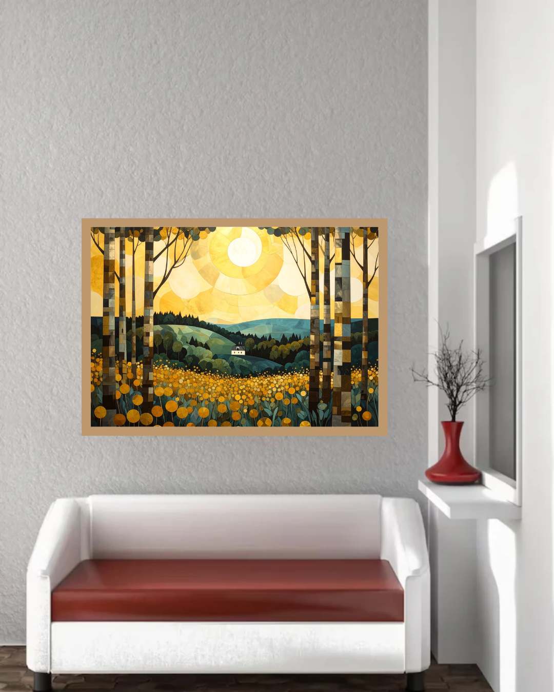 Abstract Golden Forest Landscape - Wall Art Canvas WallArtVibes