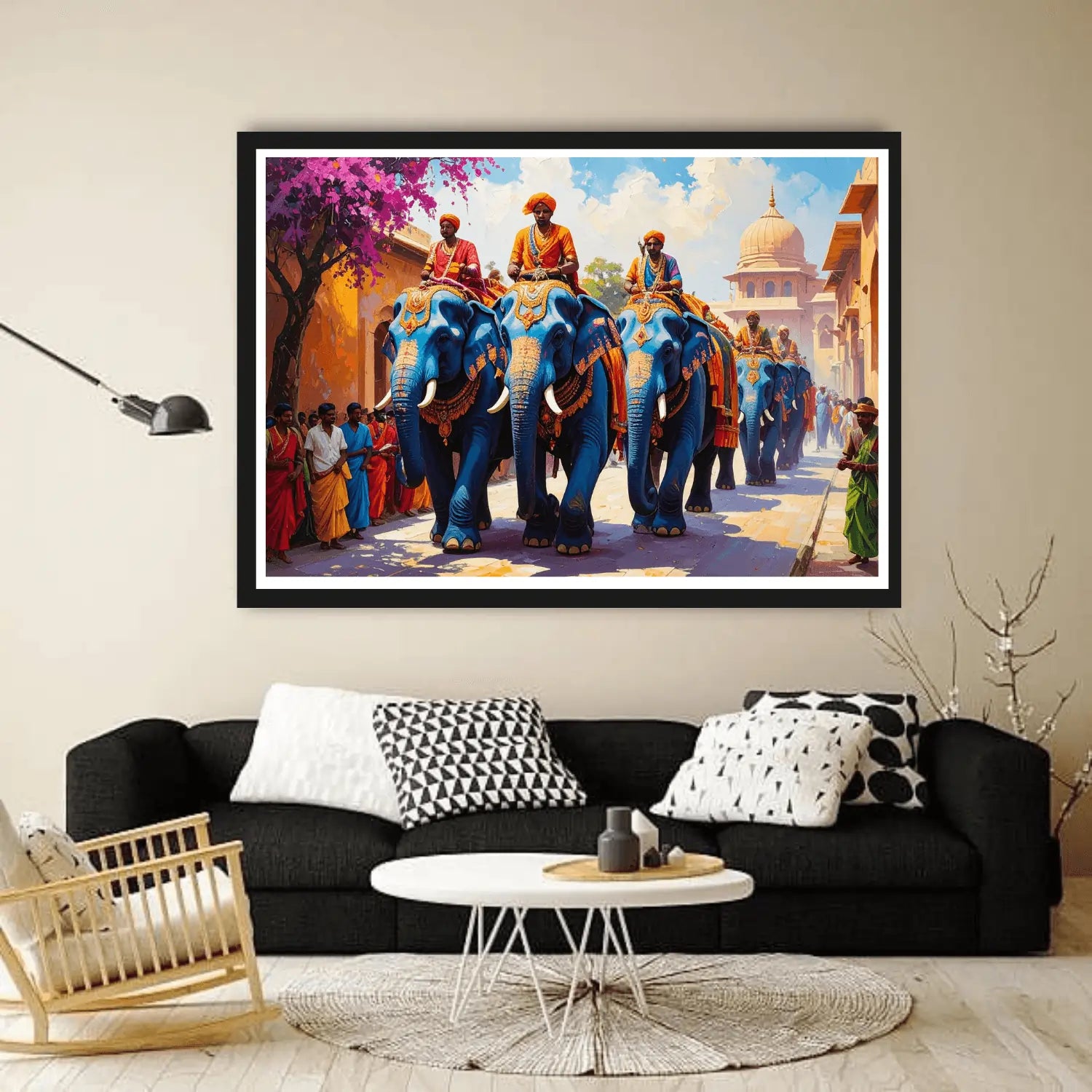 Rajasthani royal procession canvas wall art painting