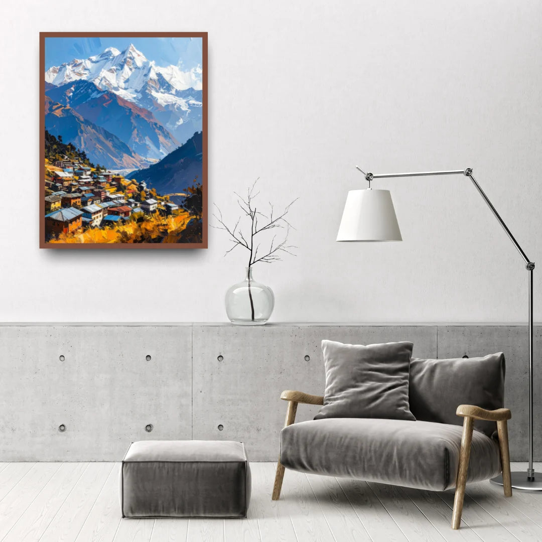 Life in the Laps of the Mountains Wall Art Paintings