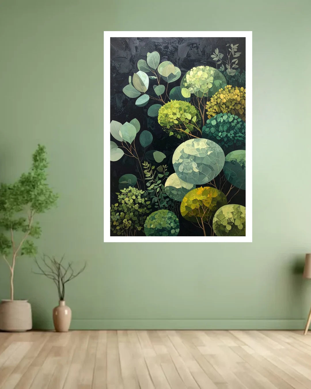 Abstract Green Botanical Leaves – Wall Art Canvas