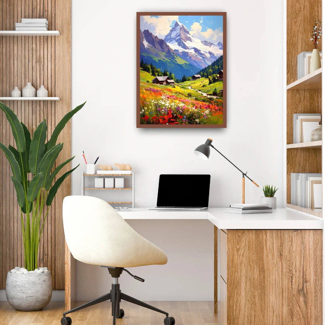 Colorful mountain valley canvas wall art