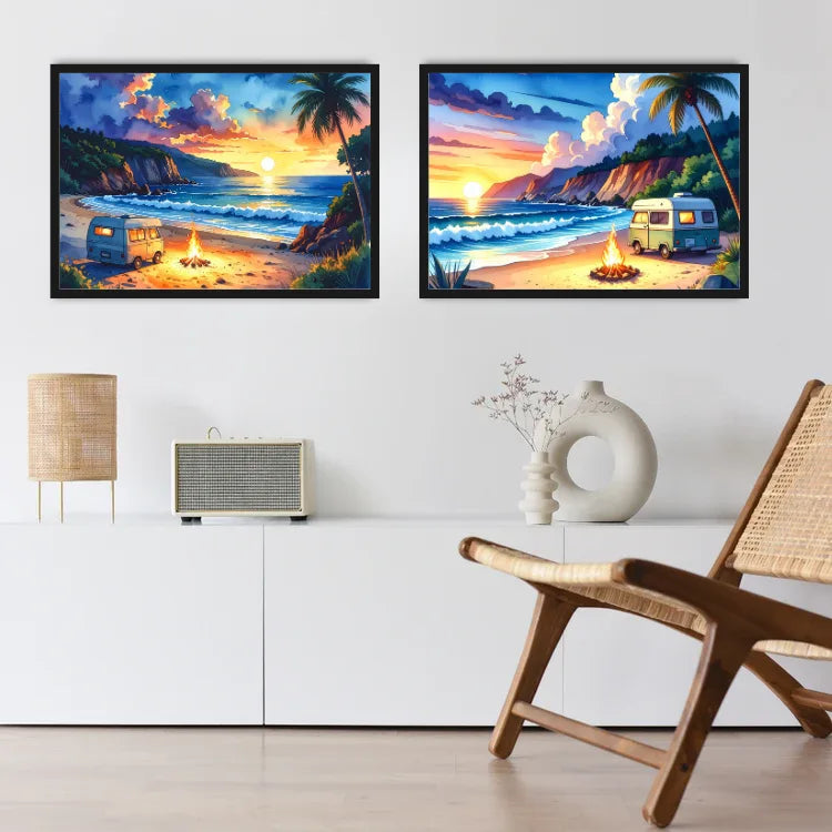 Retro Hippie Surf - Set Of 2 - Wall Art Canvas WallArtVibes