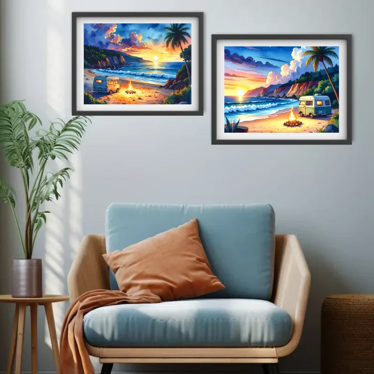 Retro Hippie Surf - Set Of 2 - Wall Art Canvas WallArtVibes