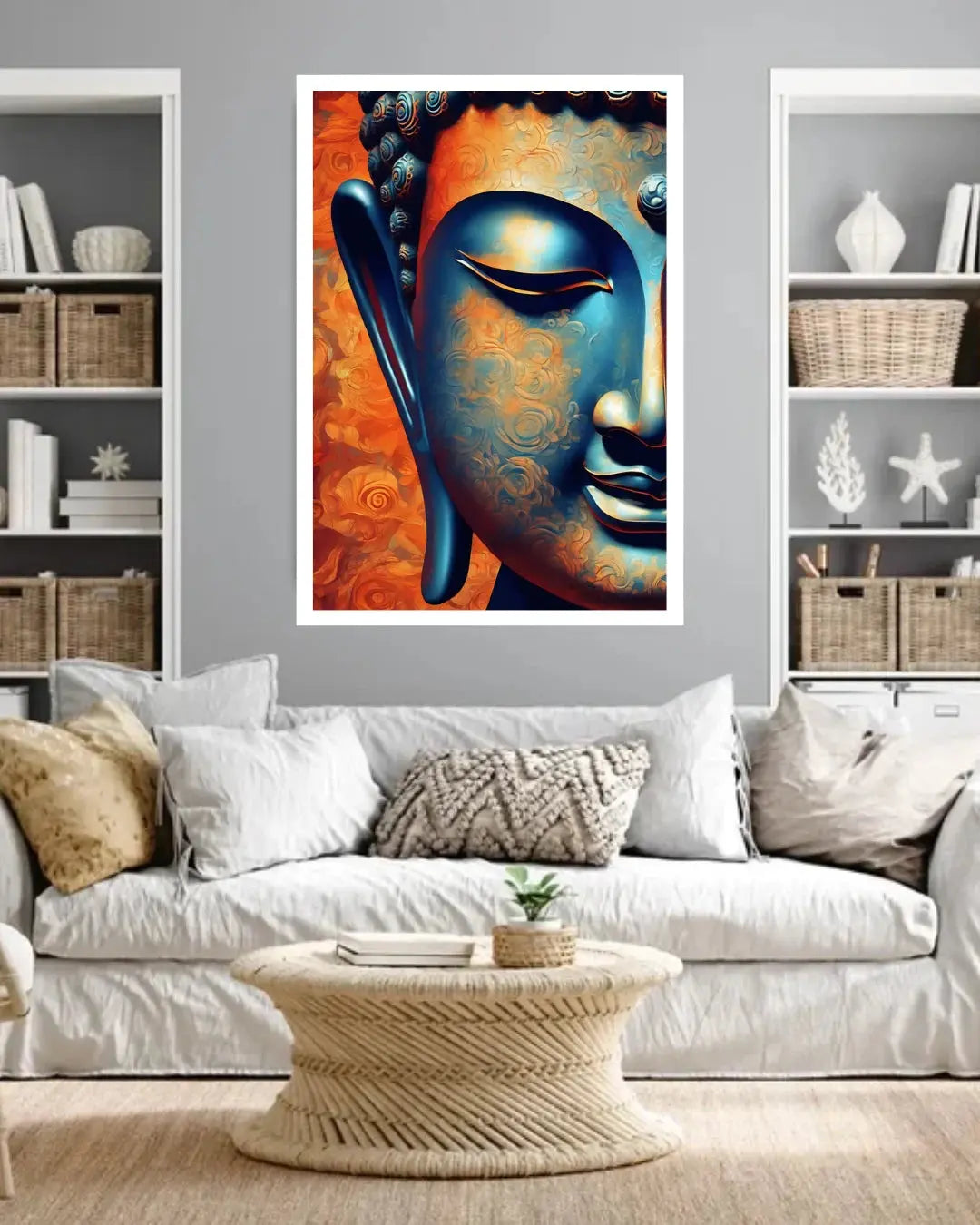 Ethereal Calm: Buddha in Flames - Wall Art Canvas WallArtVibes