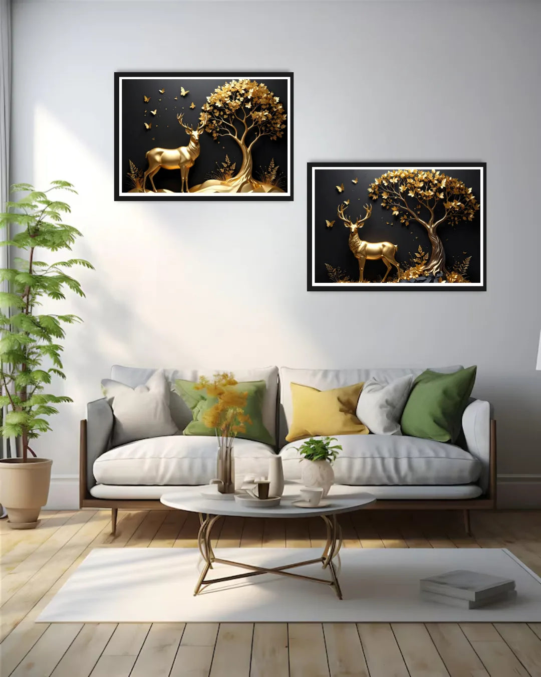 Golden Grace : Deer & Fawn Art - Wall Art Canvas