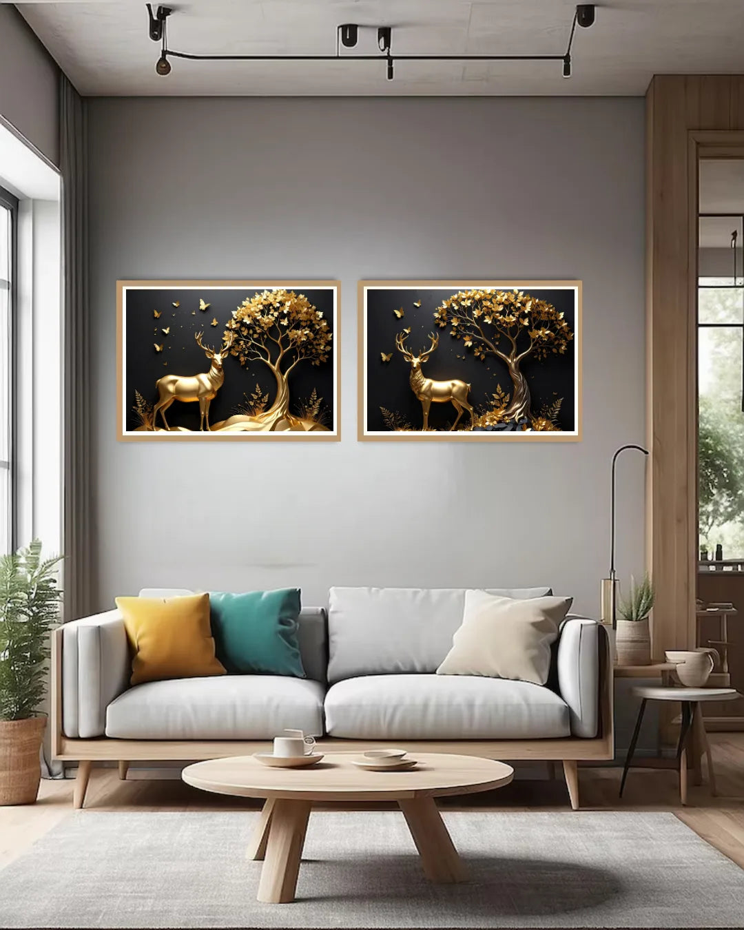 Golden Grace : Deer & Fawn Art - Wall Art Canvas