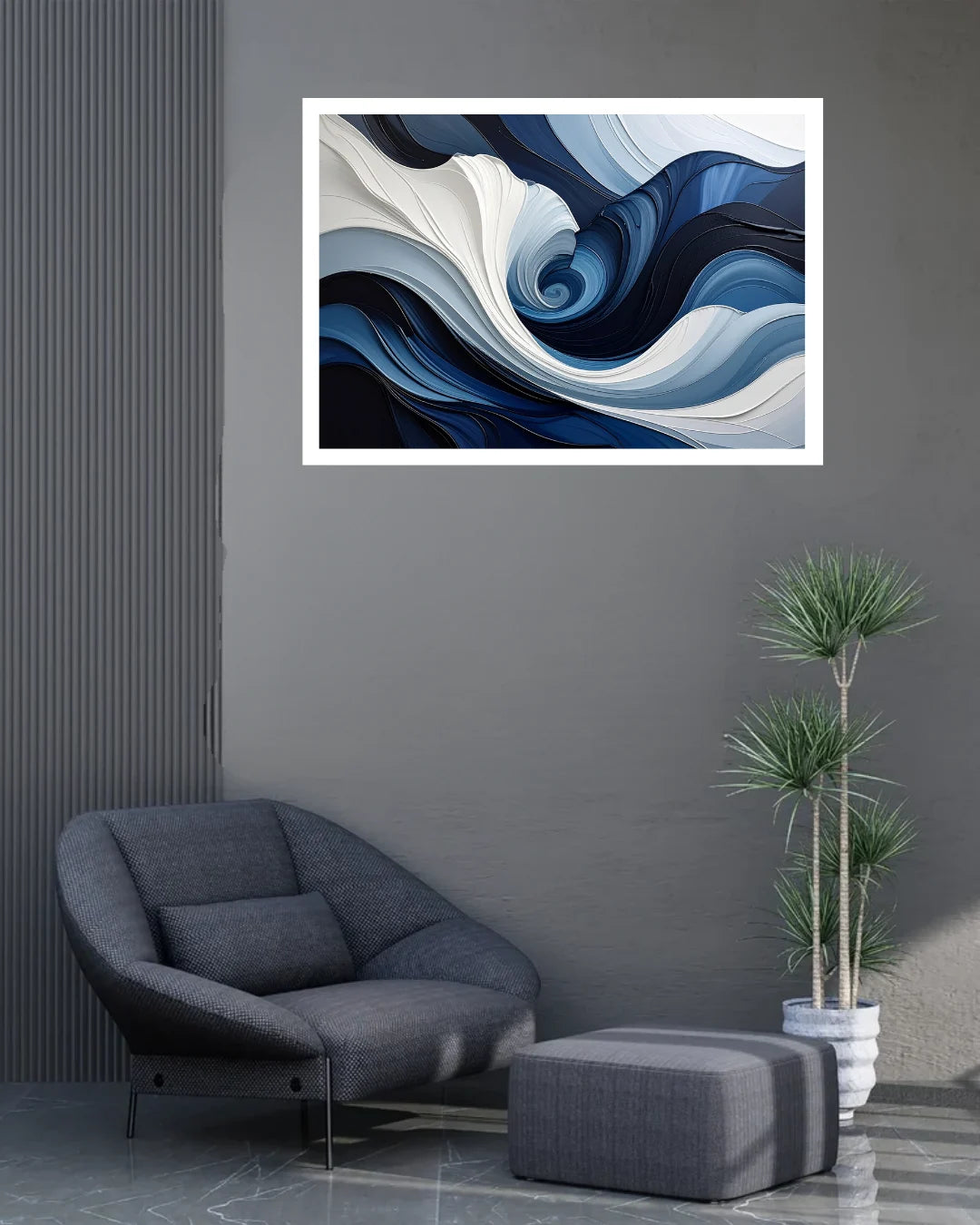 Blue White Ocean Swirl – Wall Art Canvas