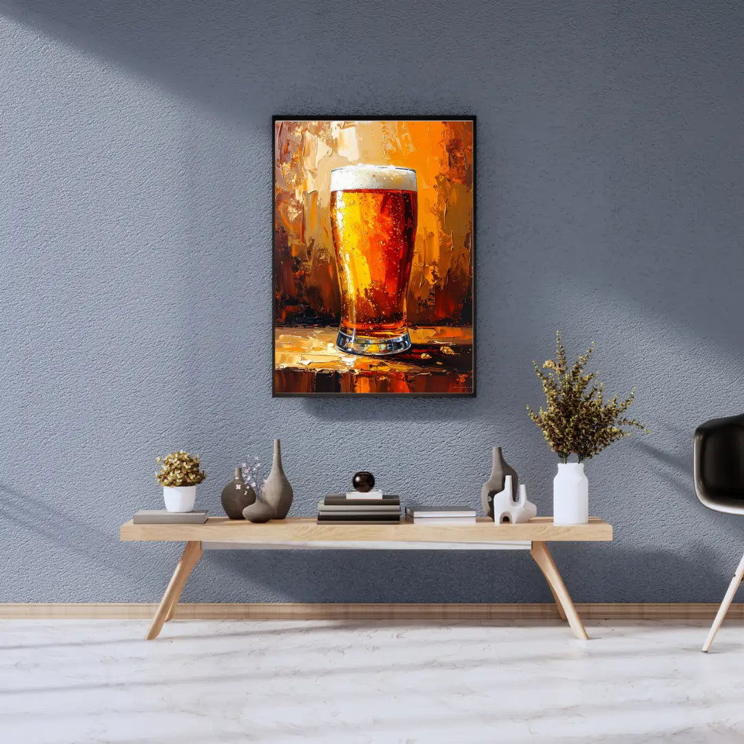 Beer Glass Painting – Modern Wall Art for Bars & Restaurants