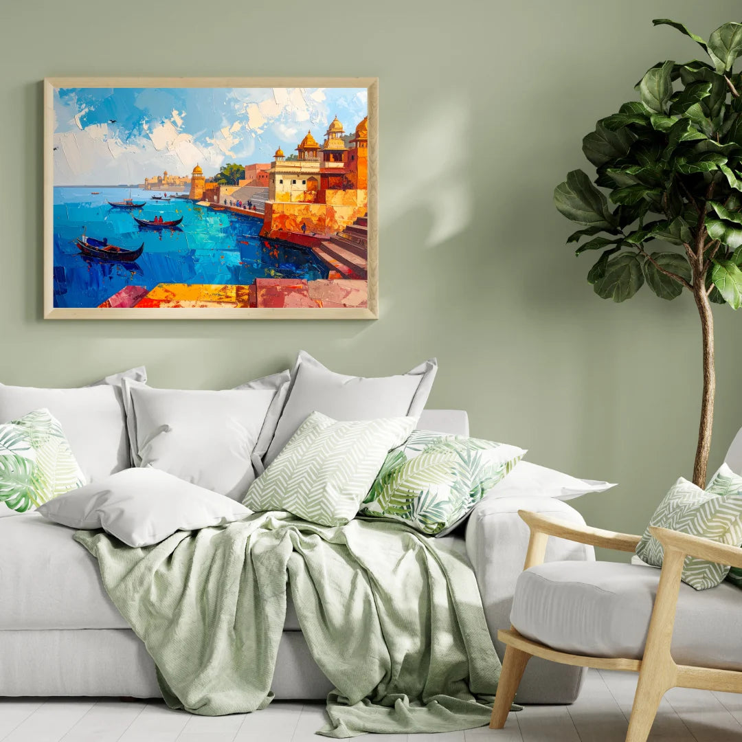 Holy Riverside Steps - Traditional Indian Cultural Wall Art
