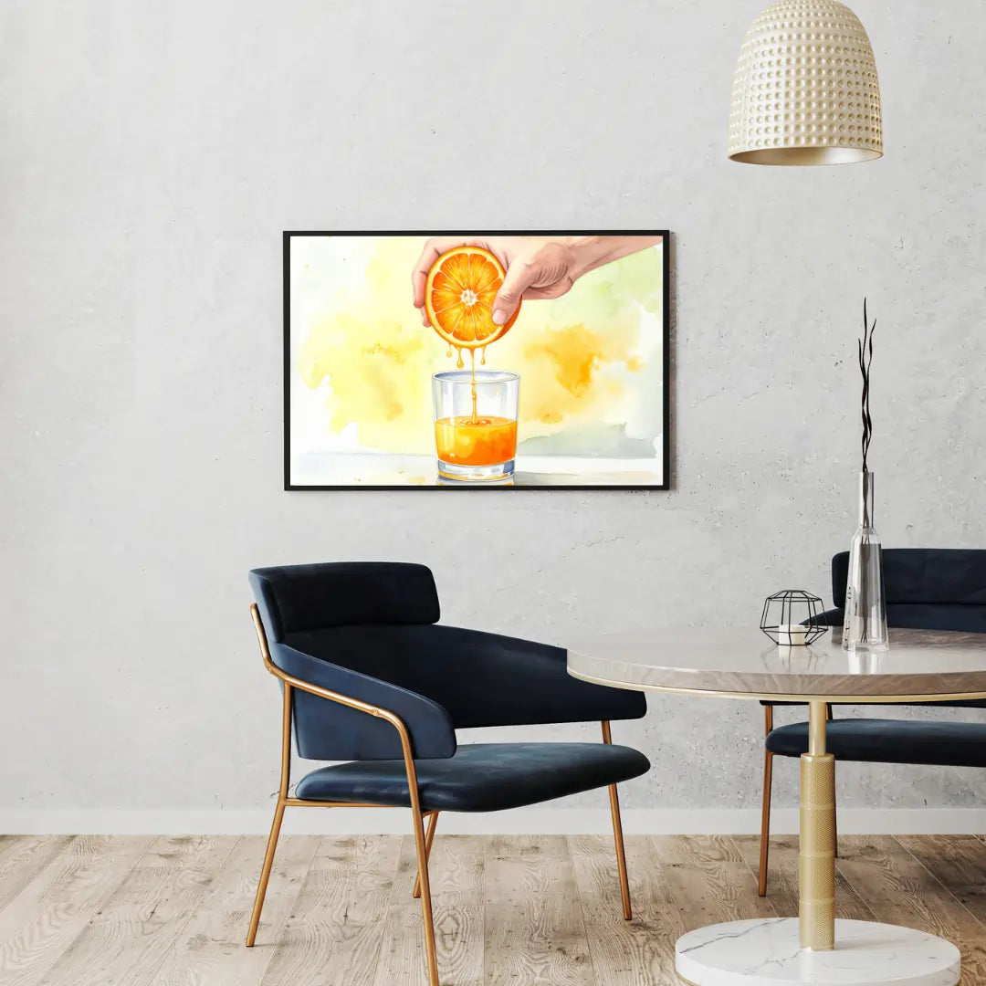 Hand Squeezed Orange Juice Painting – Trendy Cafe and Juice Shop Wall Art