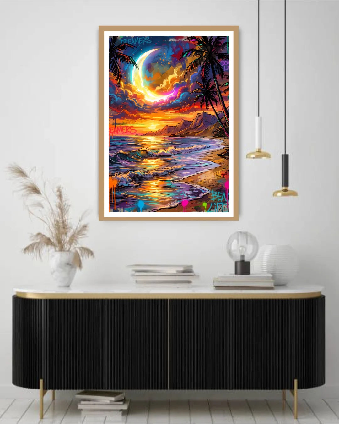 Vibrant Sunset Beach Seascape - Wall Art Canvas