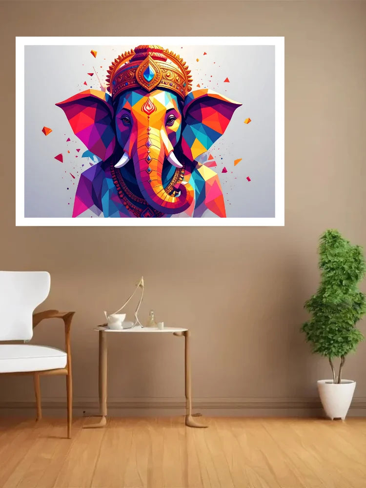 Abstract Elephant Face Modern - Wall Art Canvas WallArtVibes