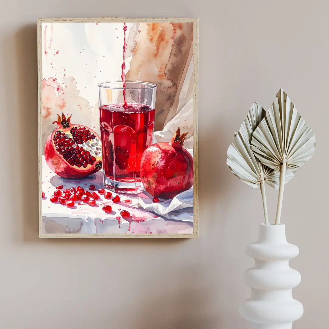 Pomegranate Juice Painting – Vibrant Wall Art for Cafes & Restaurants