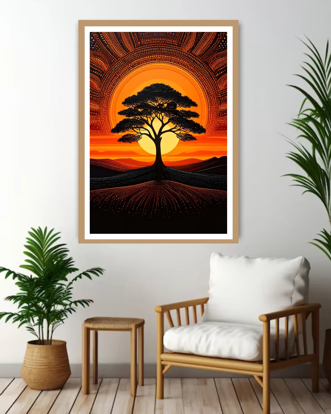 Sunset Tree Silhouette Art - Wall Art Canvas