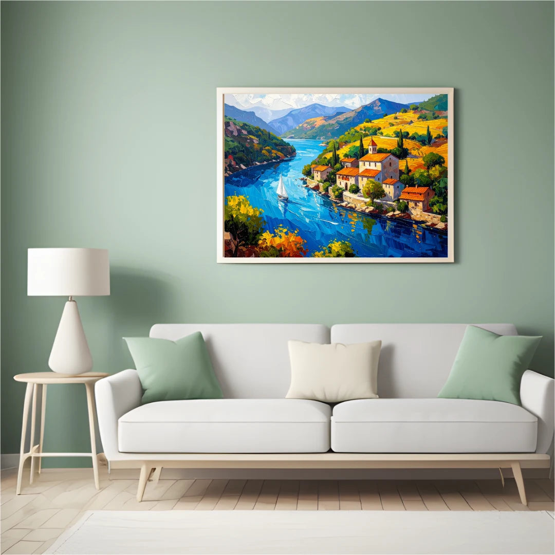 Riverside Village Charm – Wall Art Canvas
