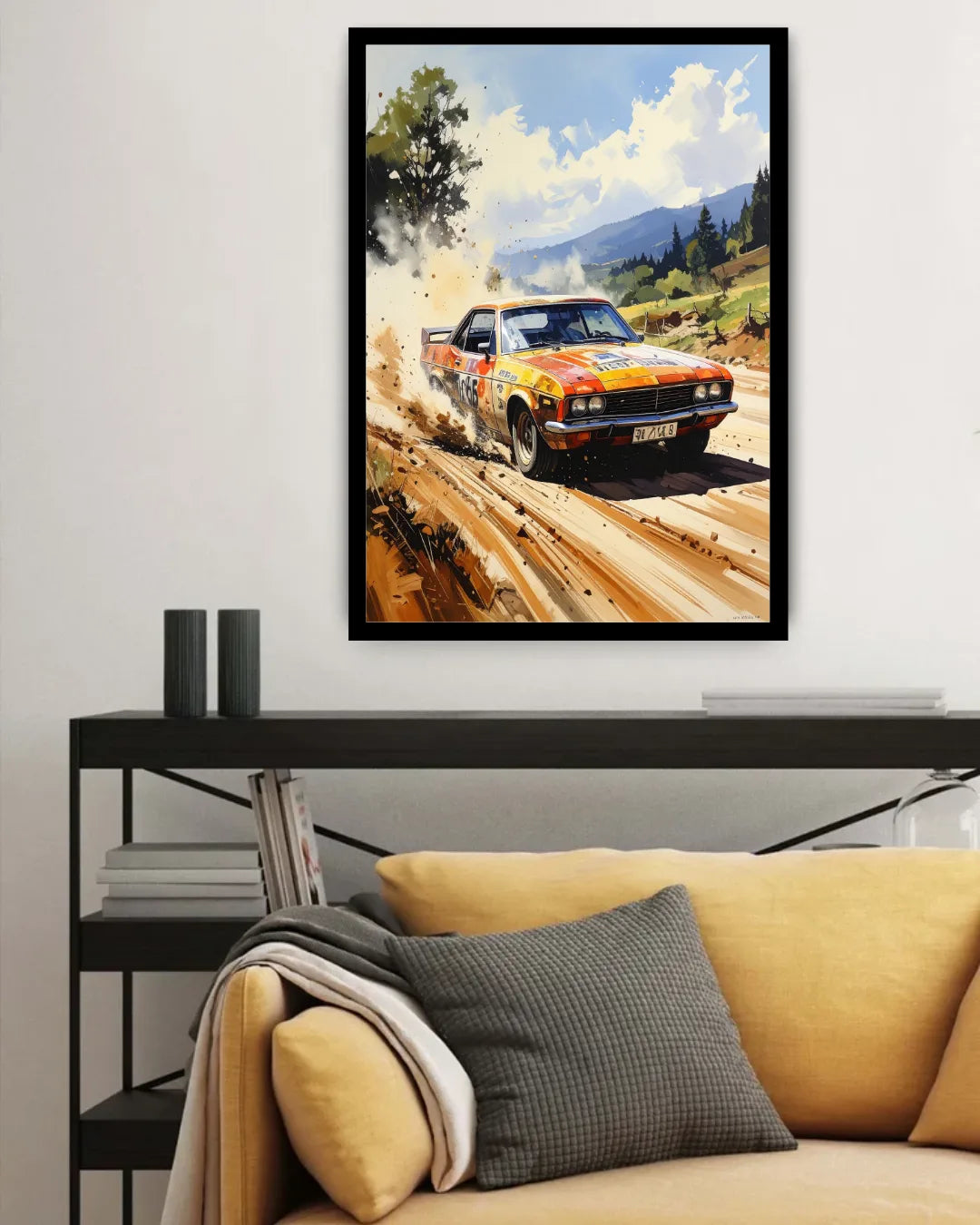 Vintage Rally Car Mountain Road - Wall Art Canvas