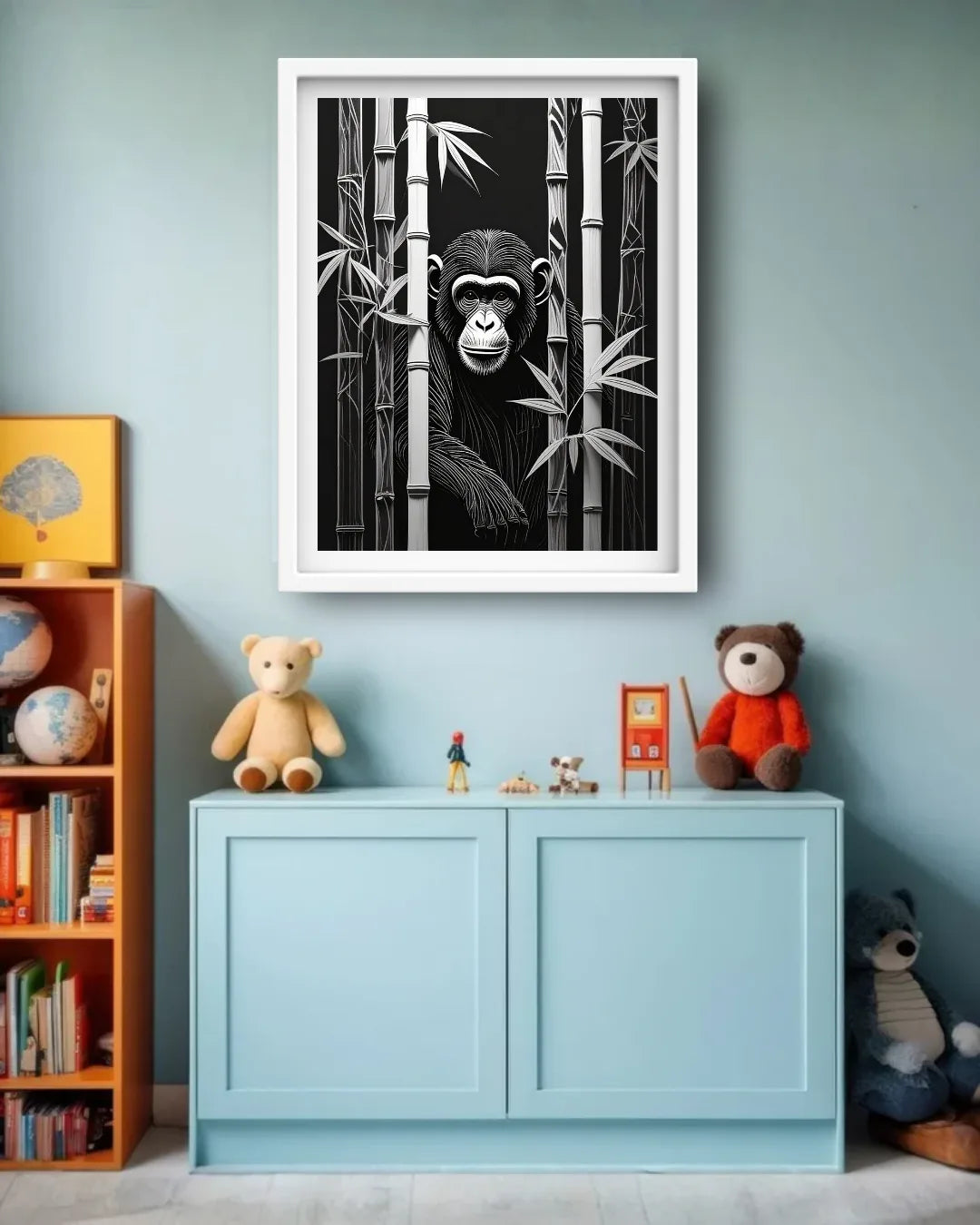 Black & White Gorilla Bamboo – Wall Art Canvas
