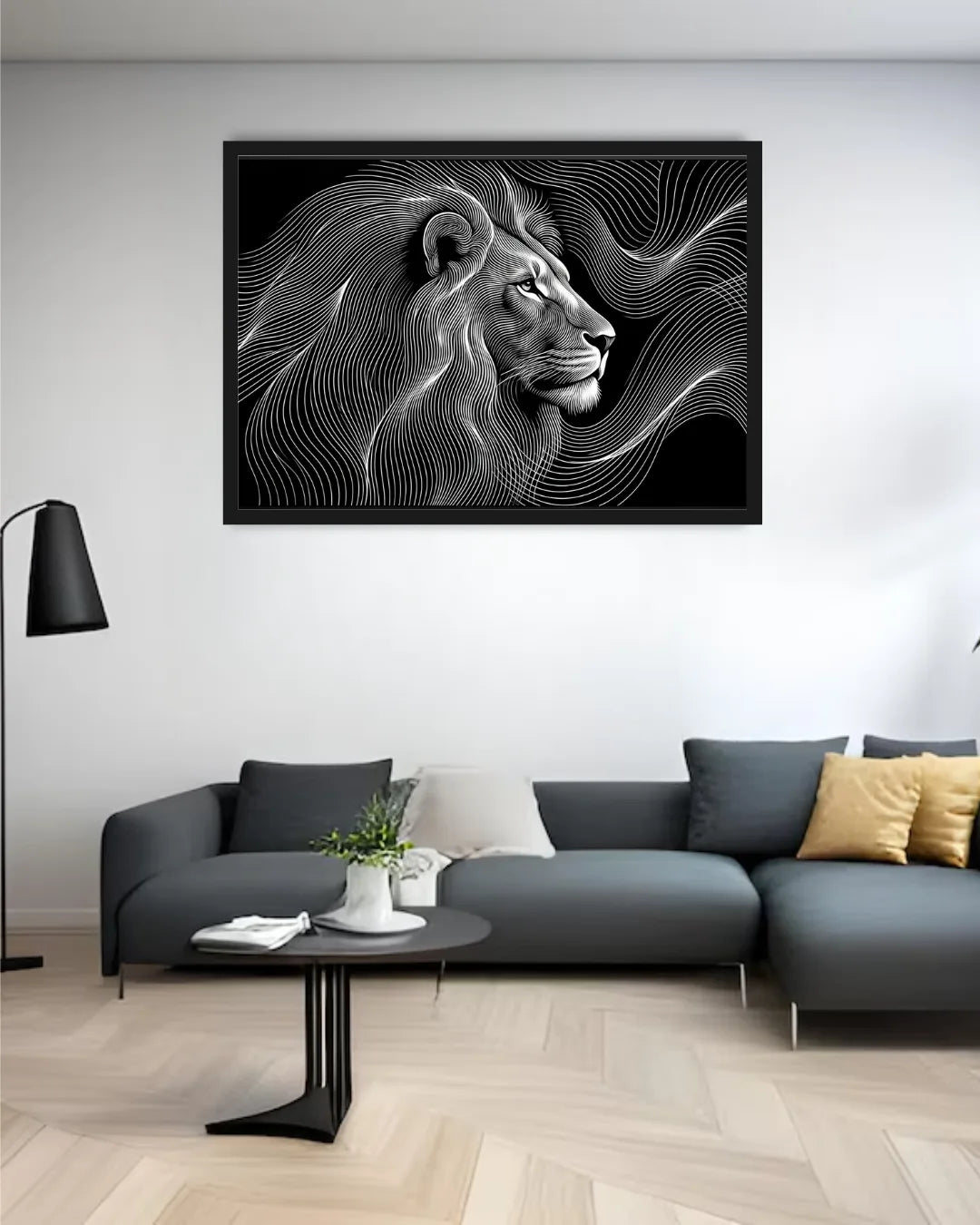 Black & White Lion Portrait – Wall Art Canvas