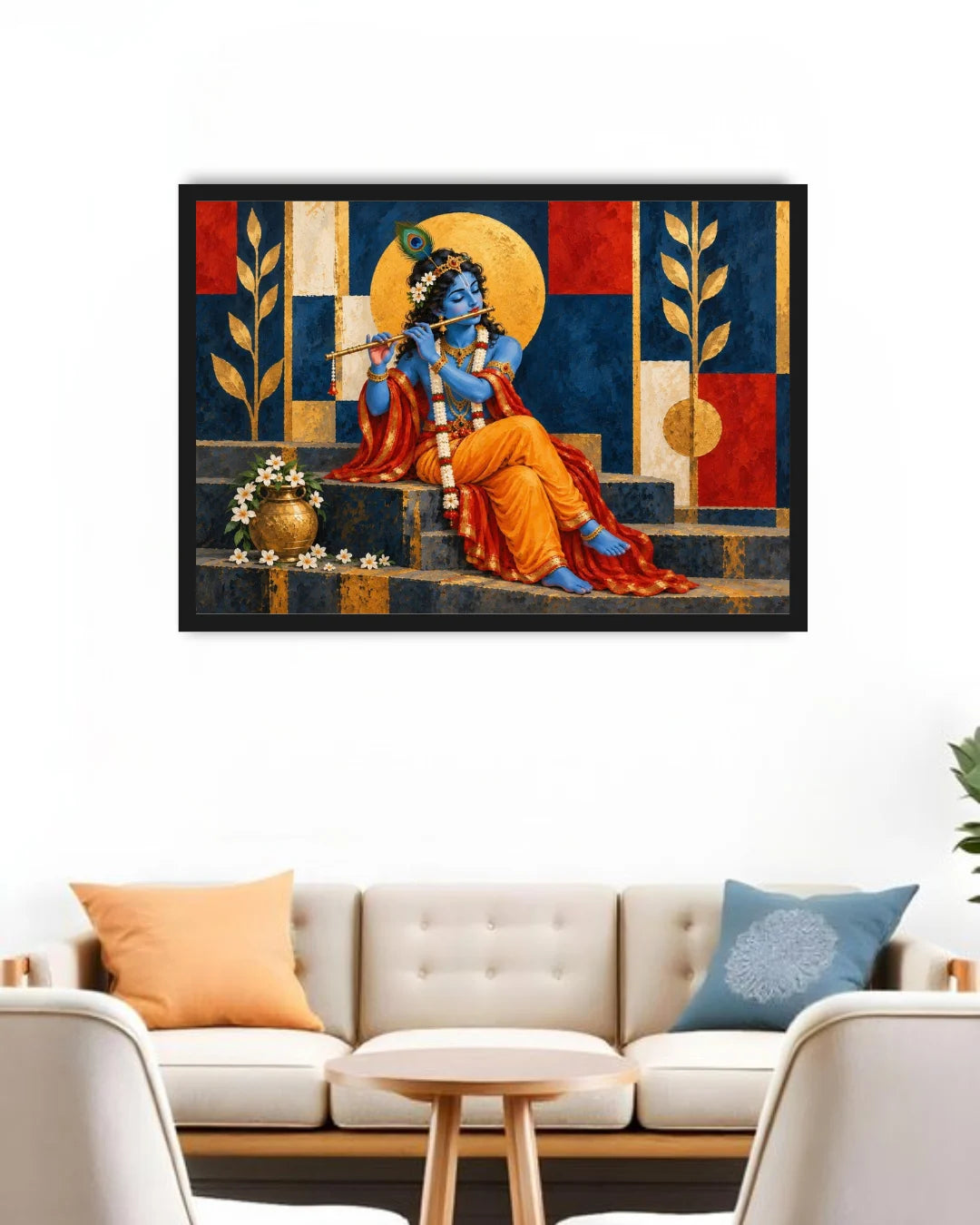 Divine Lord Krishna Playing Flute – Wall Art Canvas
