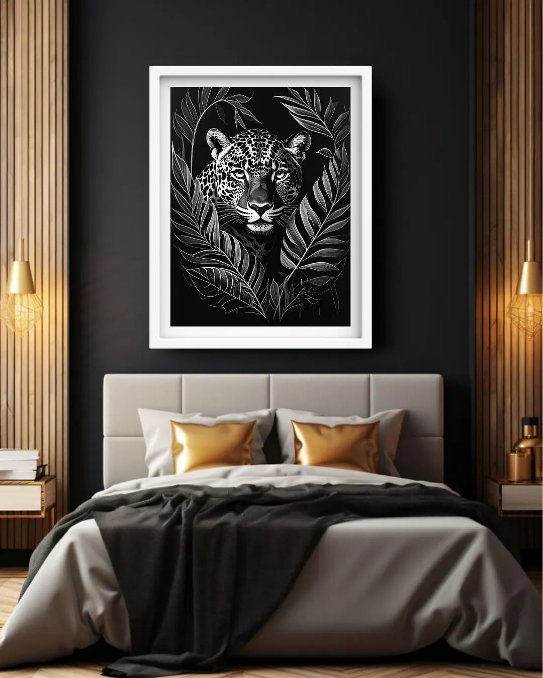 Black & White Leopard Portrait – Wall Art Canvas