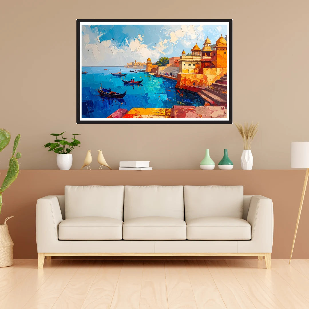 Holy Riverside Steps - Traditional Indian Cultural Wall Art