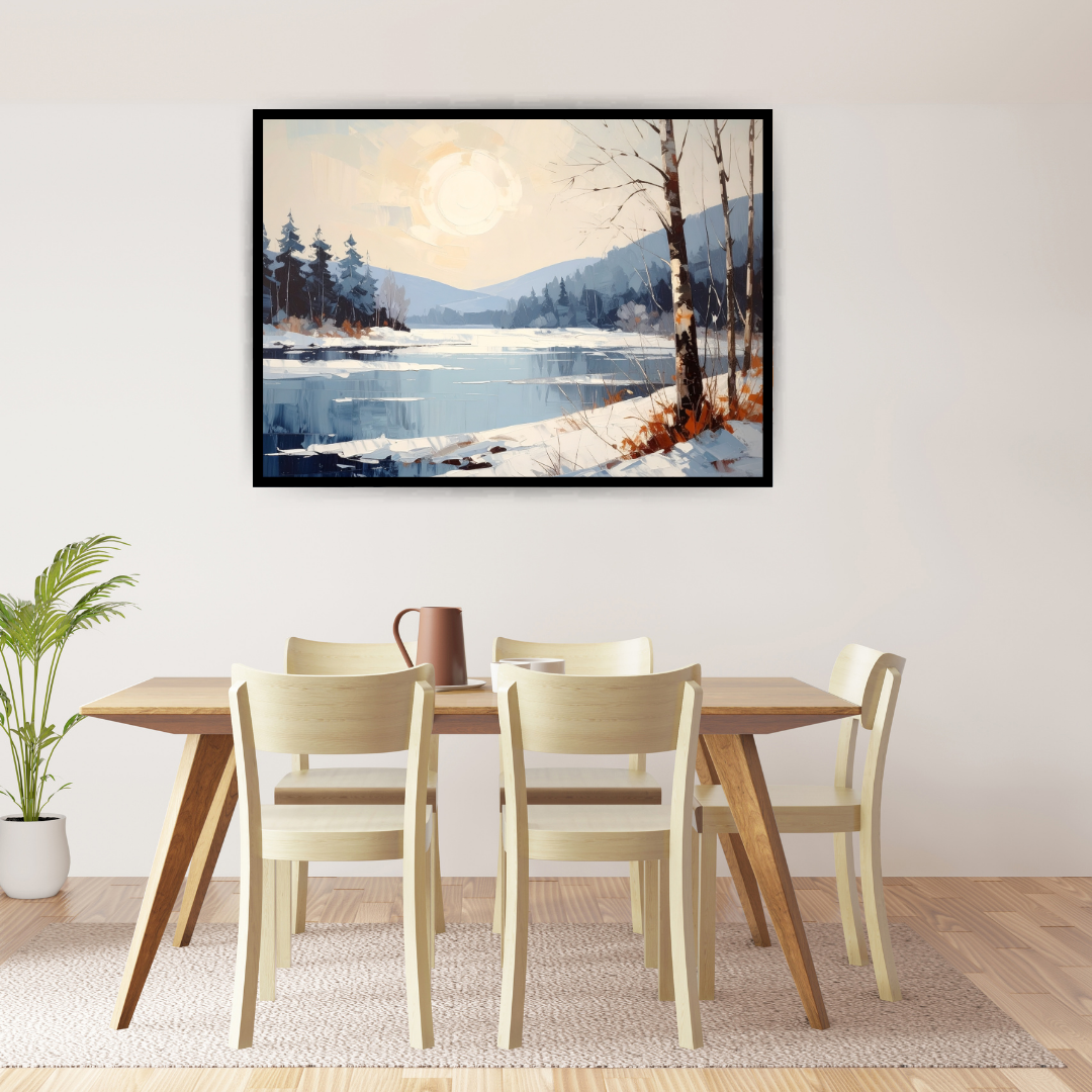 Vintage Winter Landscape Canvas - Mid Century Style Watercolor