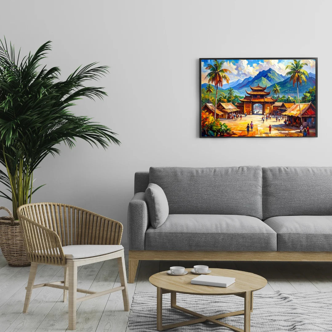 Impasto Temple View Wall Art Canvas Paintings
