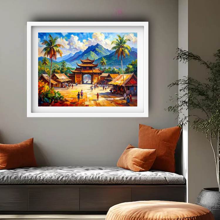 Impasto Temple View - Wall Art Canvas WallArtVibes
