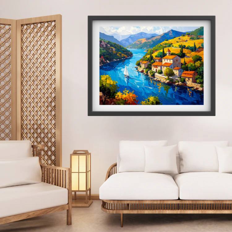 Riverside Village Charm – Wall Art Canvas WallArtVibes