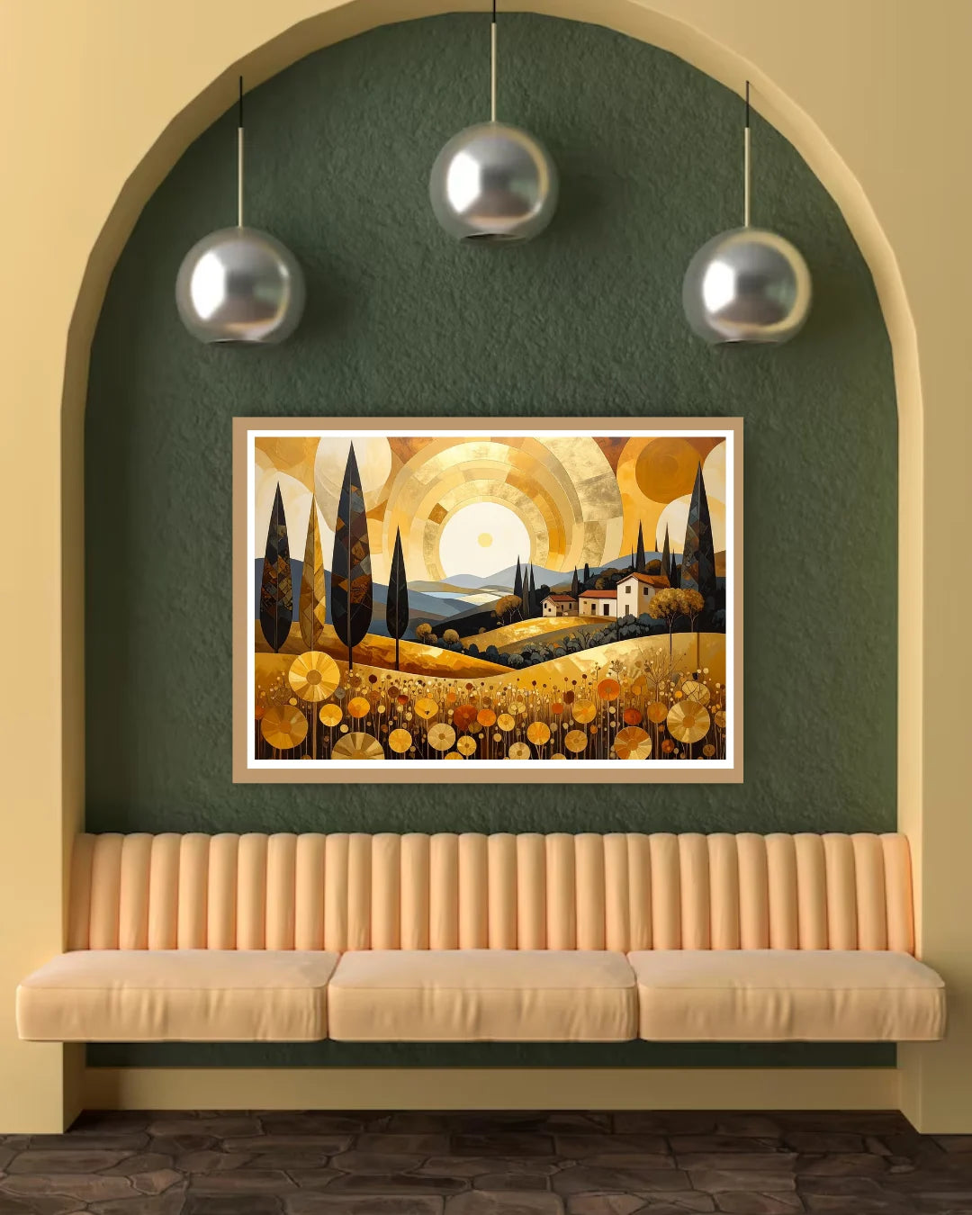 Golden Countryside Sunset Modern - Wall Art Canvas