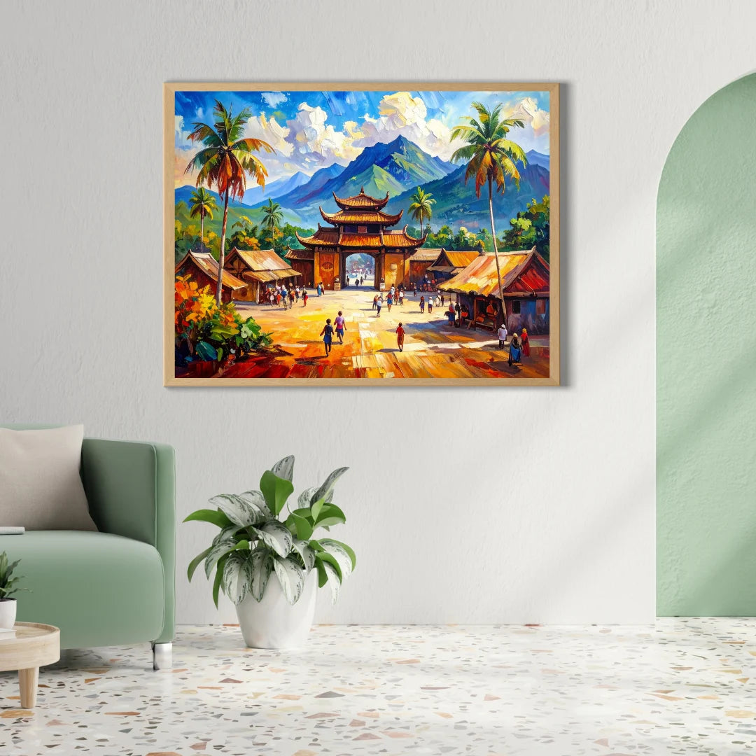 Impasto Temple View Wall Art Canvas Paintings